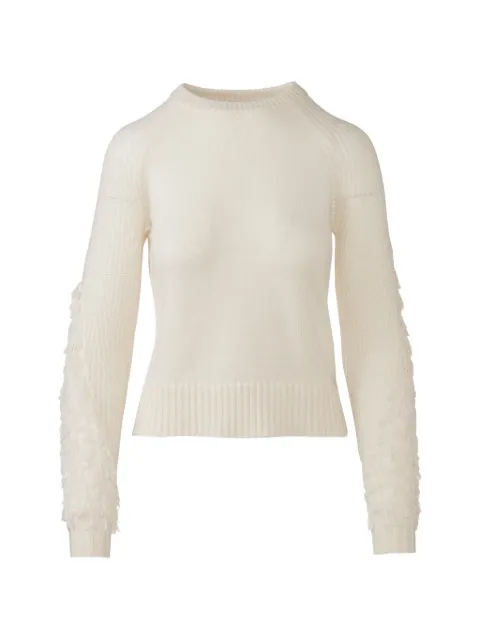 Kinross Cashmere fringe-sleeve crew-neck sweater