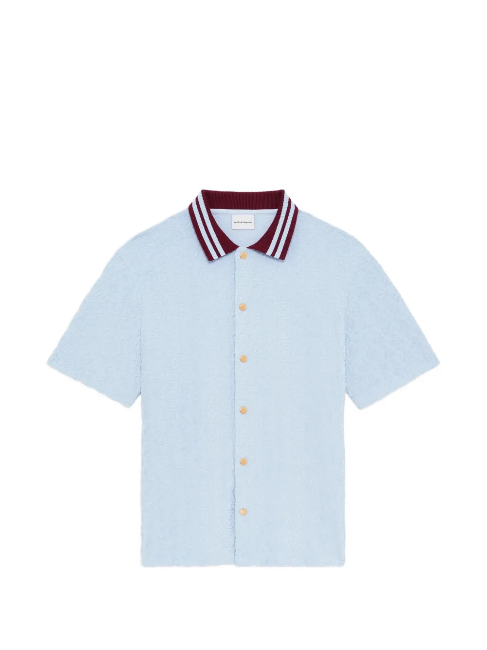 Drôle De Monsieur logo-patterned striped-collar shirt - Blu