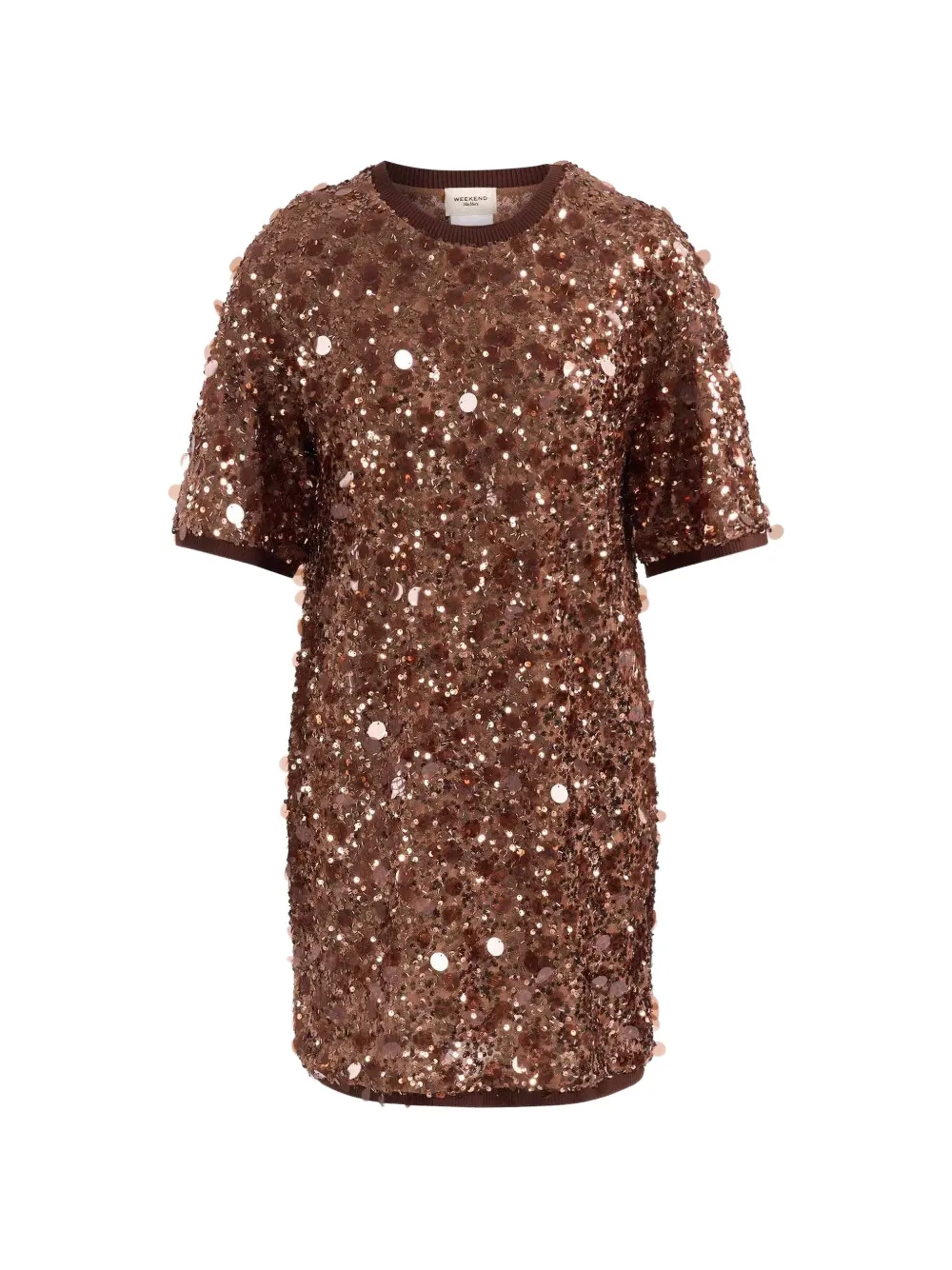 Weekend Max Mara short sequinned jersey dress brown Bruin