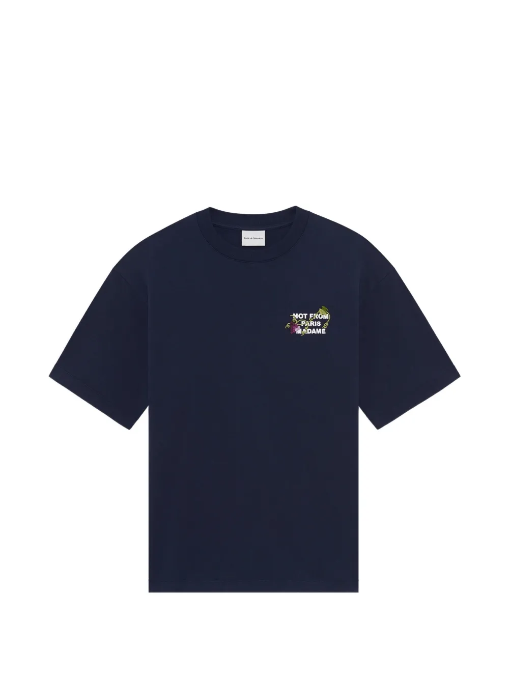 Drôle De Monsieur vine-embroidered slogan T-shirt - Blu