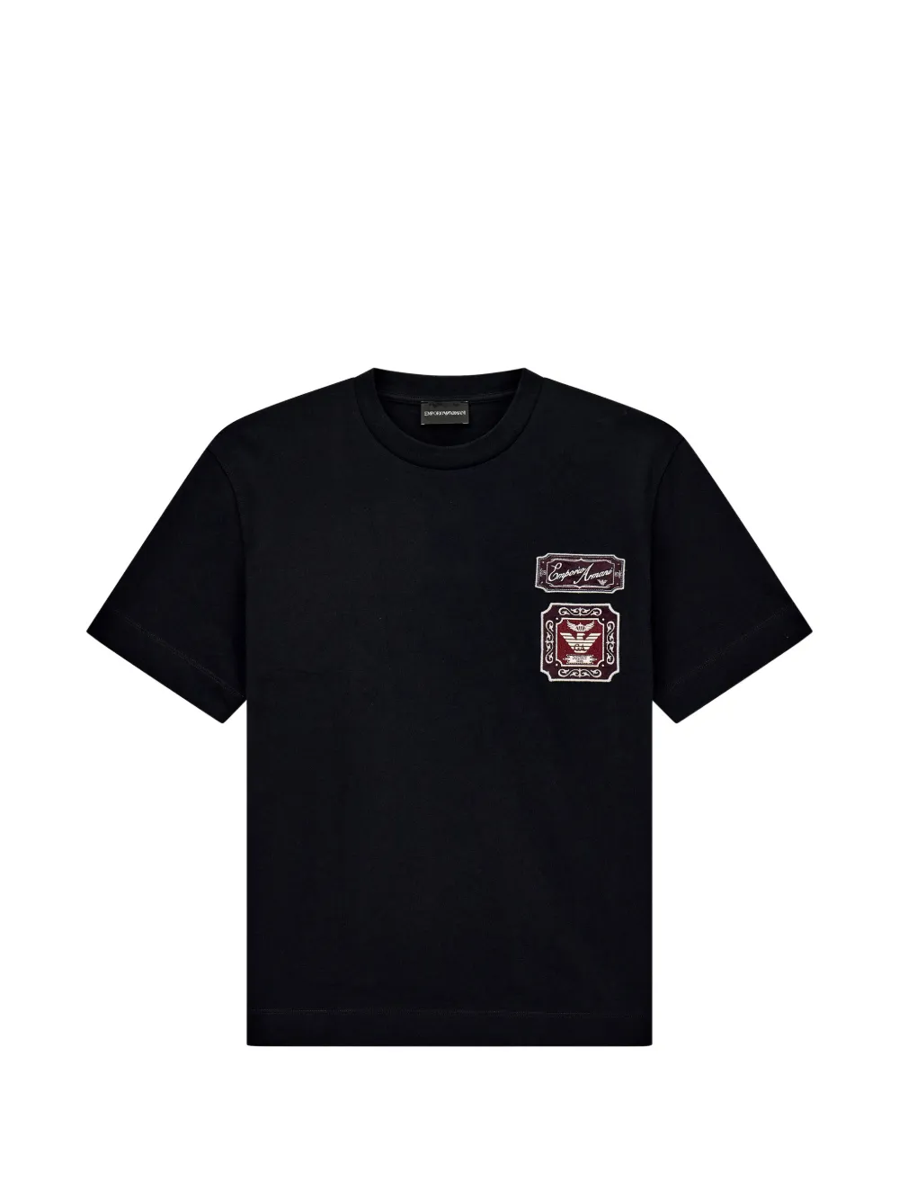 Emporio Armani Heavy jersey T-shirt with embroidered logo patch - Nero