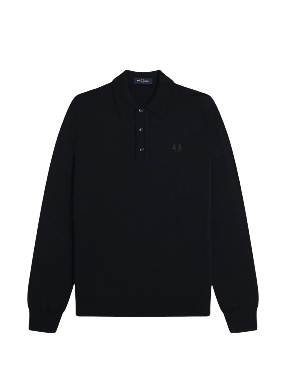 Fred Perry logo-embroidered polo sweater Blauw
