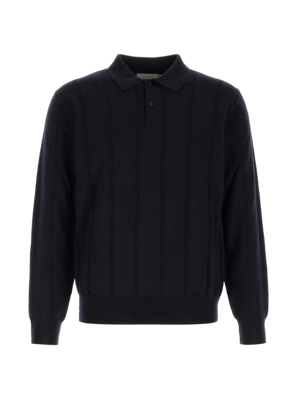 Canali ribbed-knit polo shirt Blauw