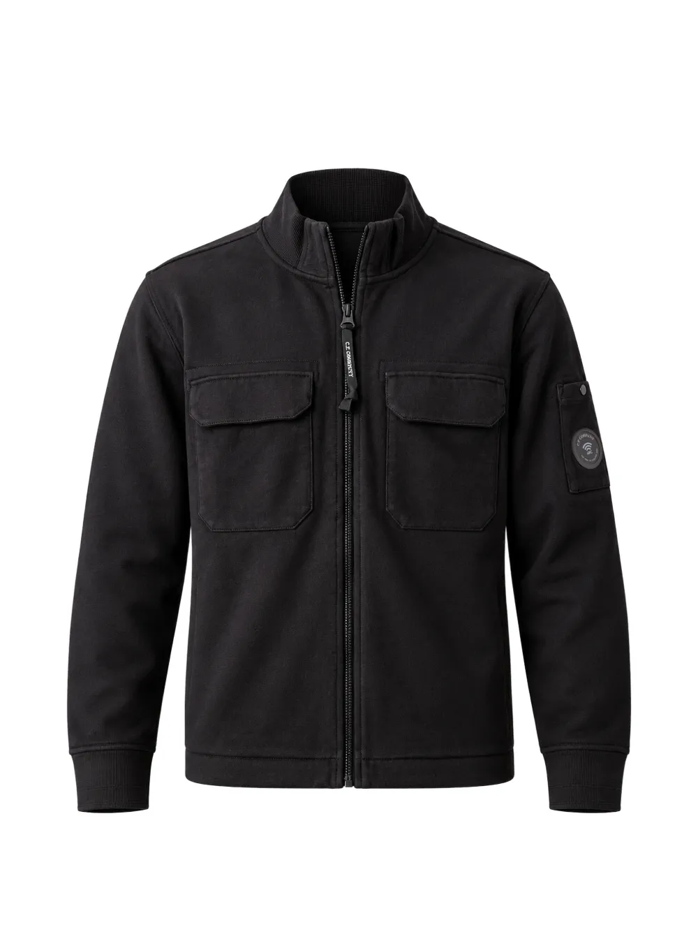 C.P. Company Lens-detail zip-up sweater Zwart