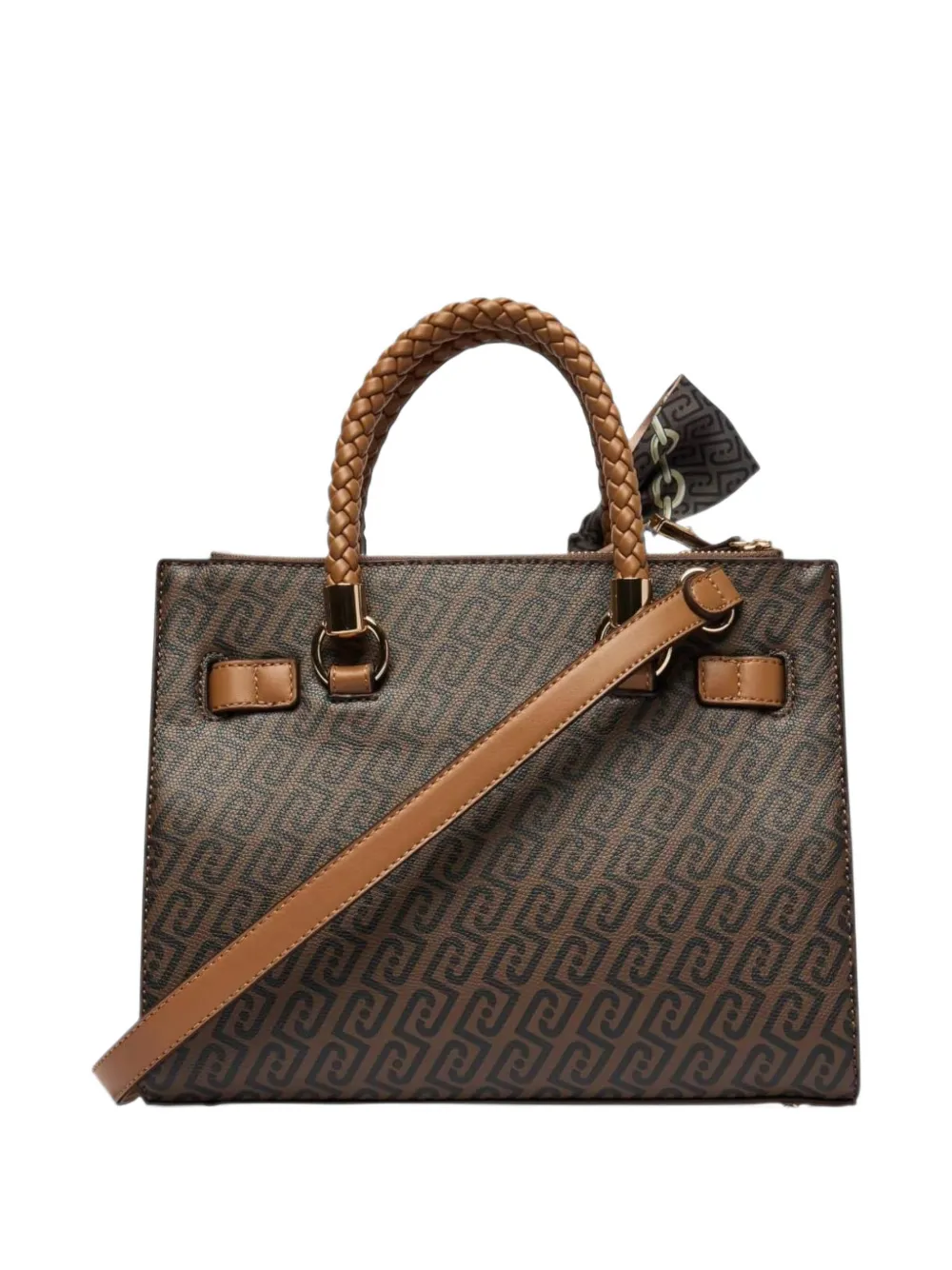 LIU JO monogram-print scarf-detail tote bag Bruin