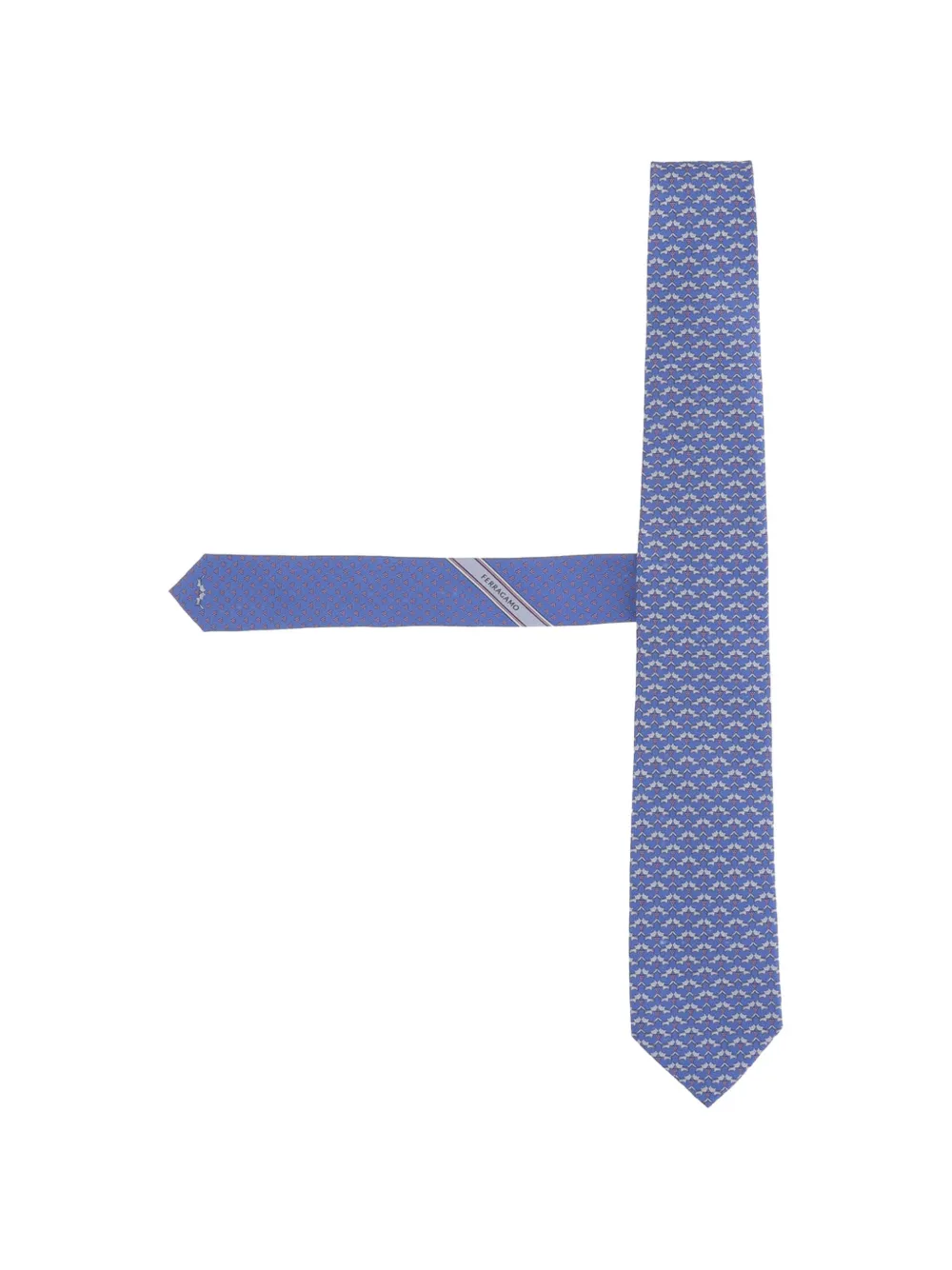 Ferragamo geometric-print silk tie Blauw