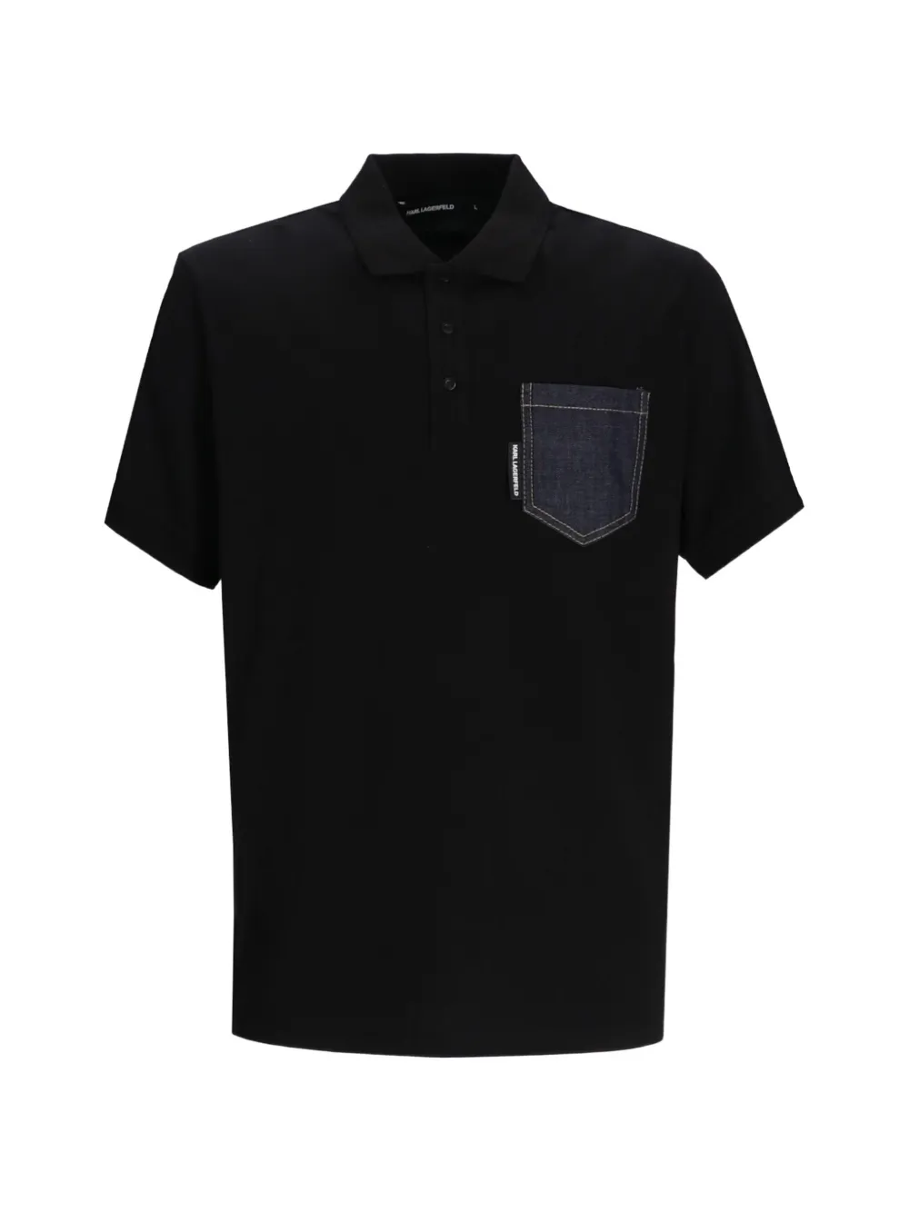 Karl Lagerfeld denim-pocket polo shirt Zwart