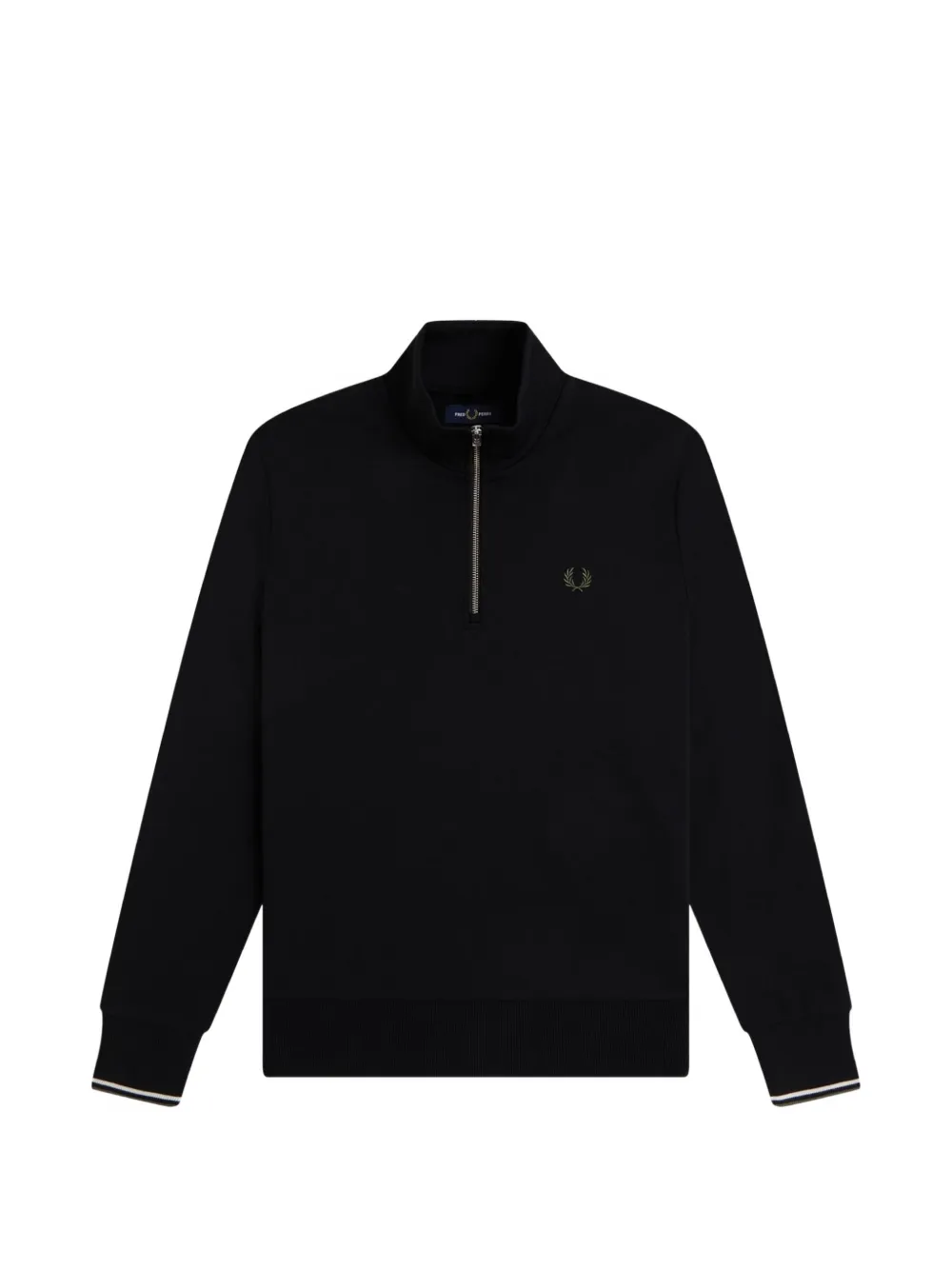 Fred Perry quarter-zip embroidered-logo sweater - Schwarz