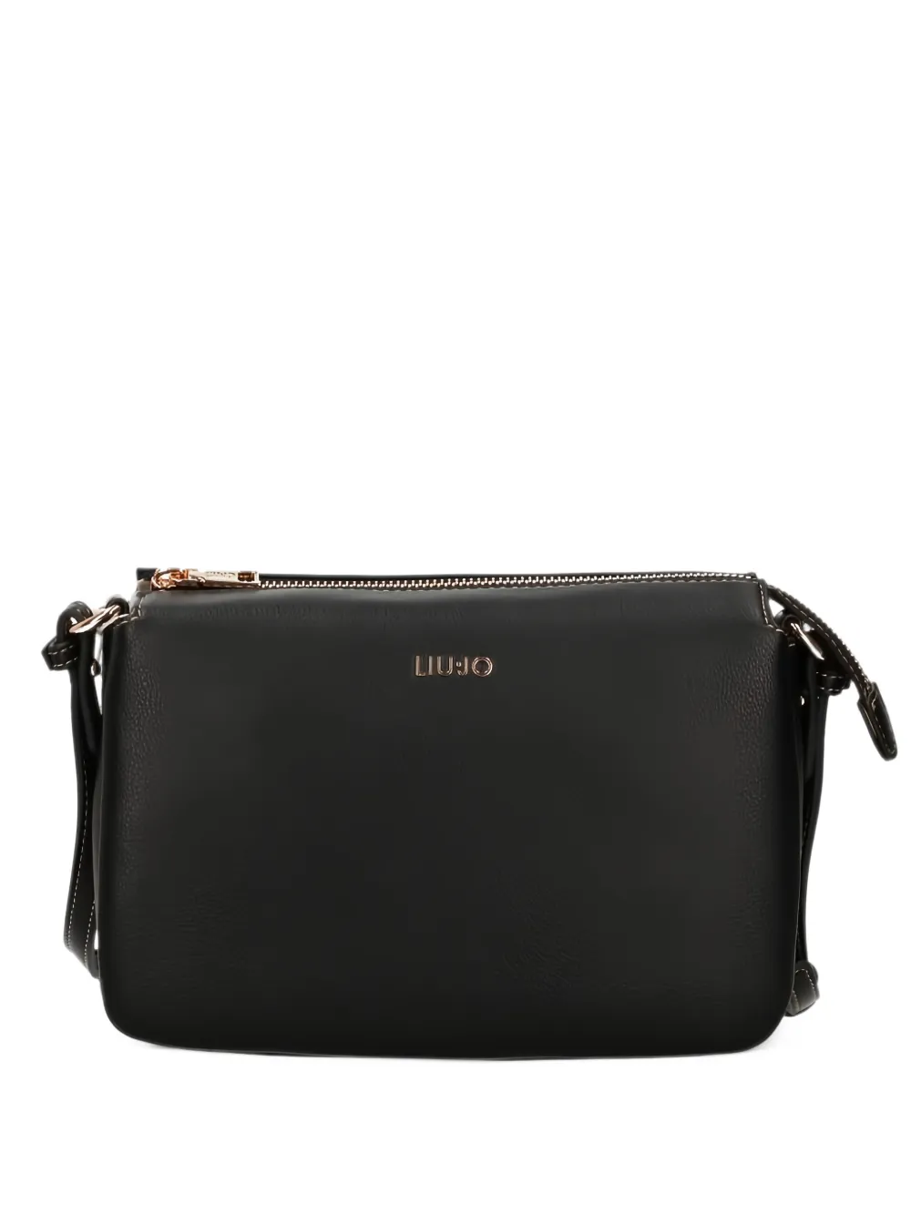 LIU JO logo-plaque pebbled shoulder bag - Nero