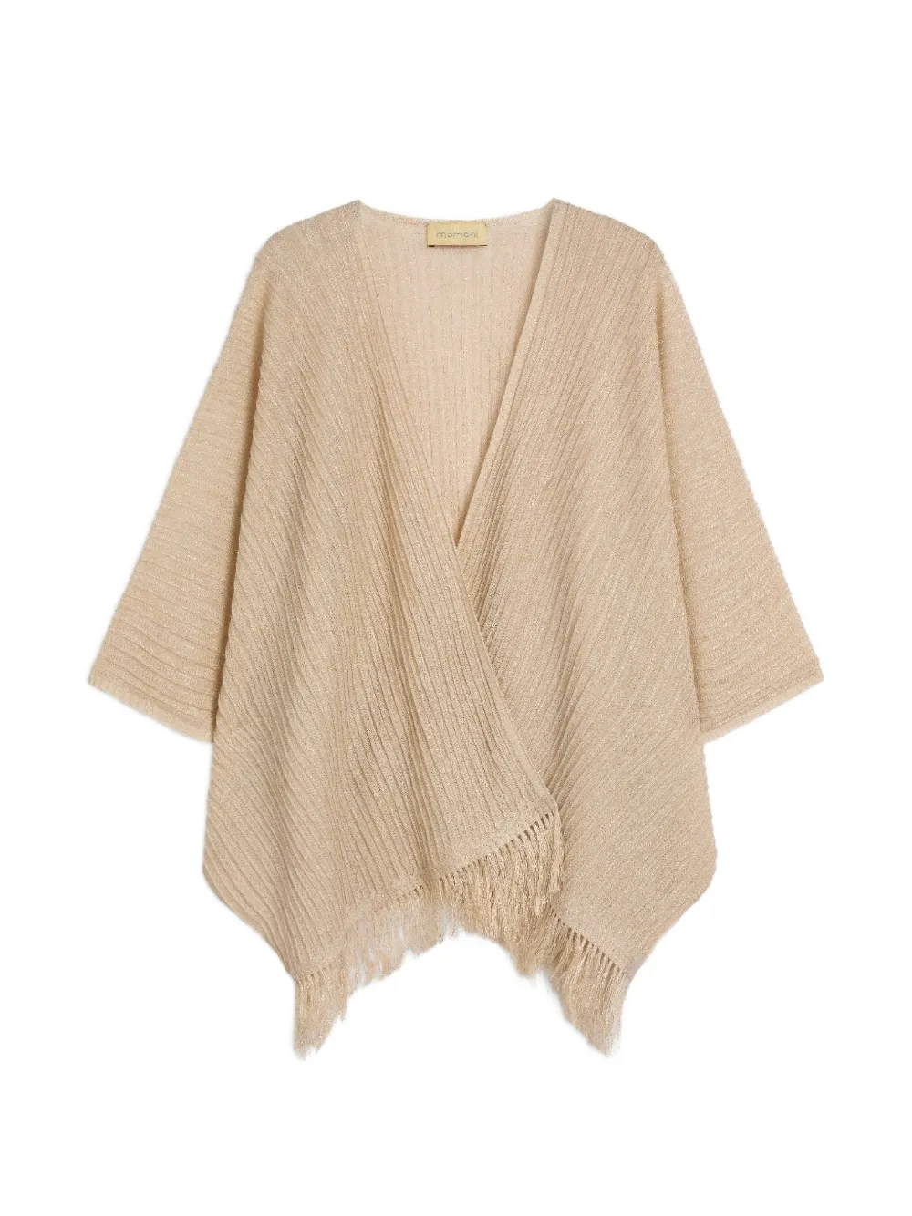 MOMONÌ Divina fringed rib-knit cardigan - Nude
