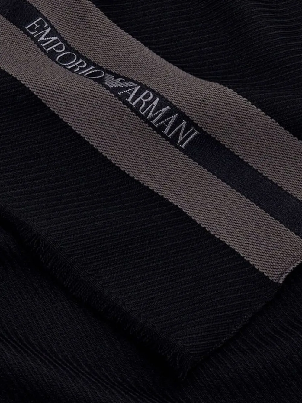 Emporio Armani logo-print striped scarf Zwart