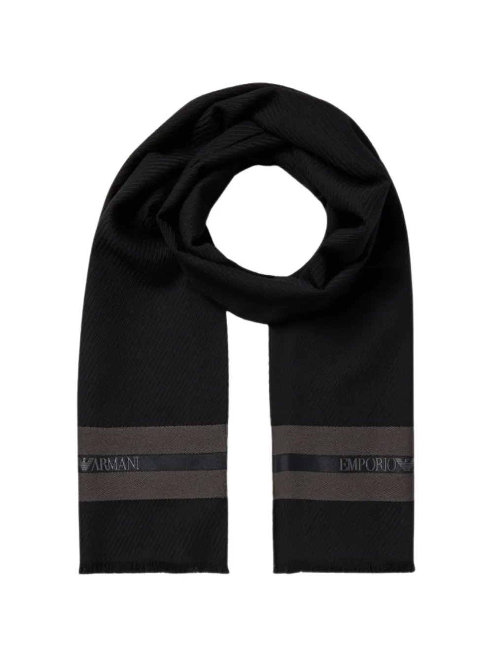 Emporio Armani logo-print striped scarf Zwart