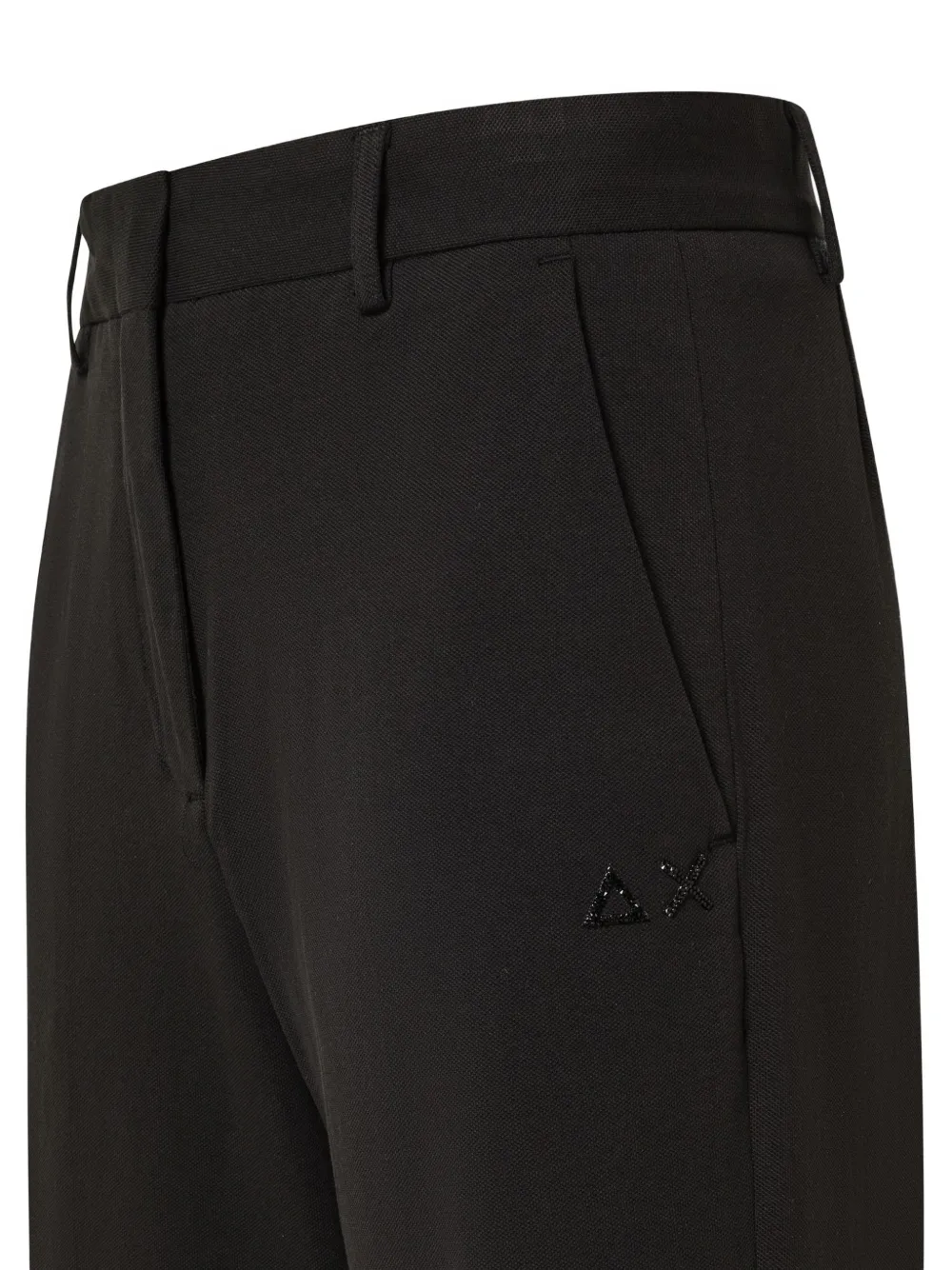 Sun68 logo-embroidered wide-leg trousers Zwart
