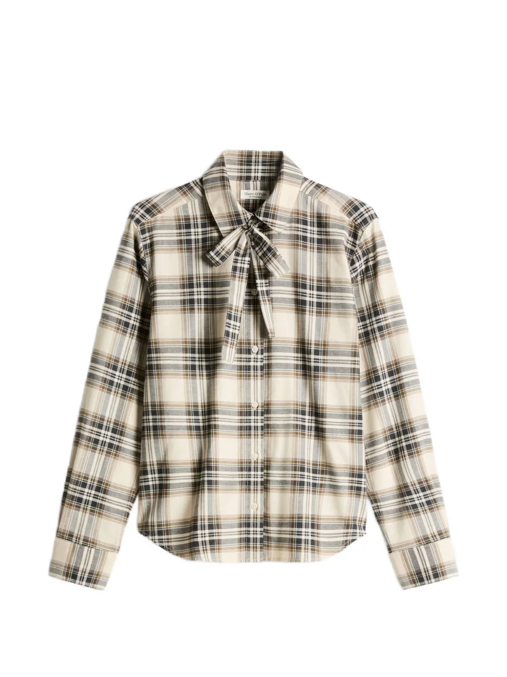 Marc O'Polo check-pattern pussy-bow blouse - Nude