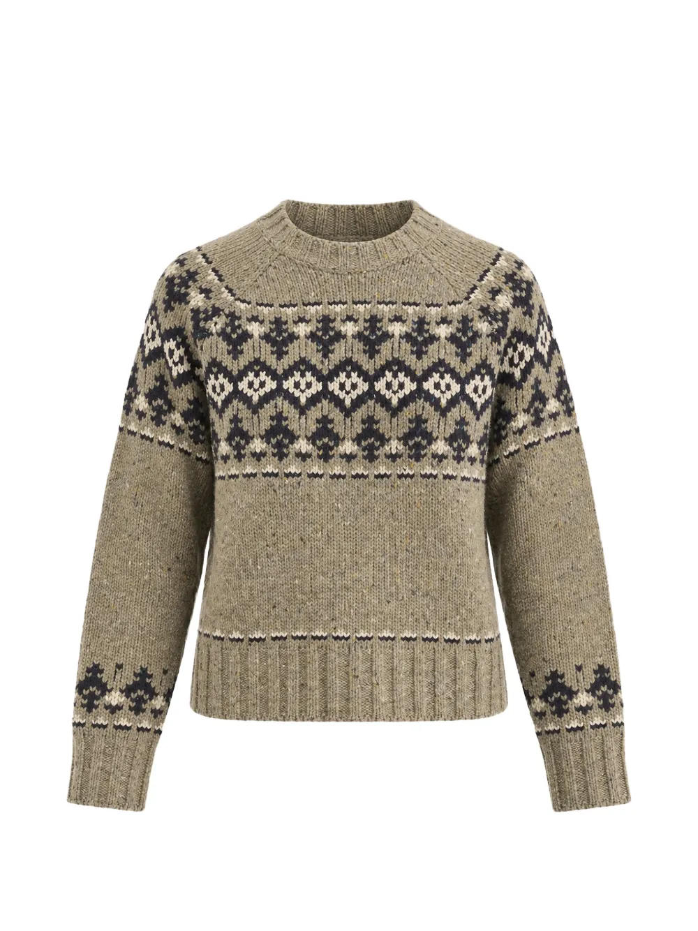 MC2 Saint Barth Merida Donegal wool-blend crewneck knit with fair-isle pattern Beige