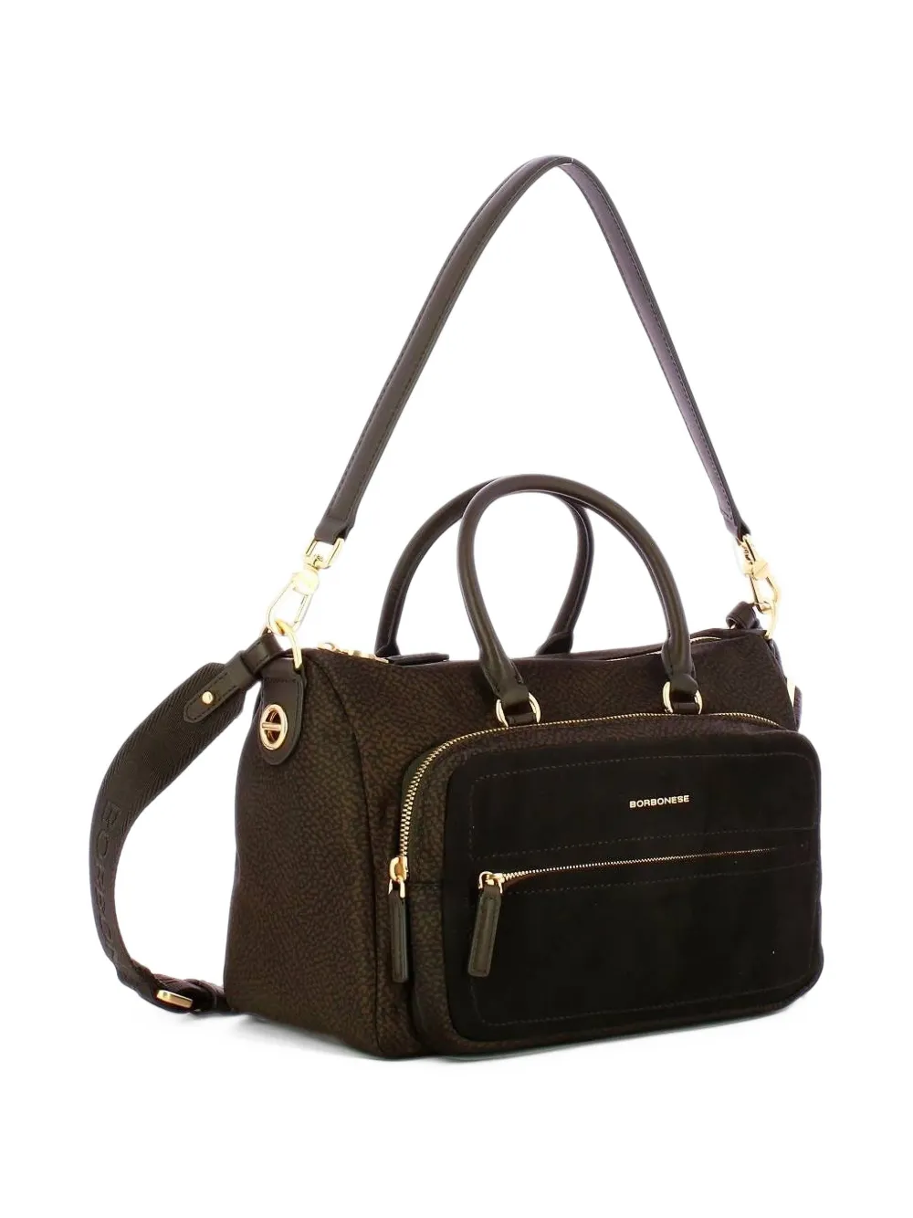 Borbonese Opium-print panelled tote bag Bruin