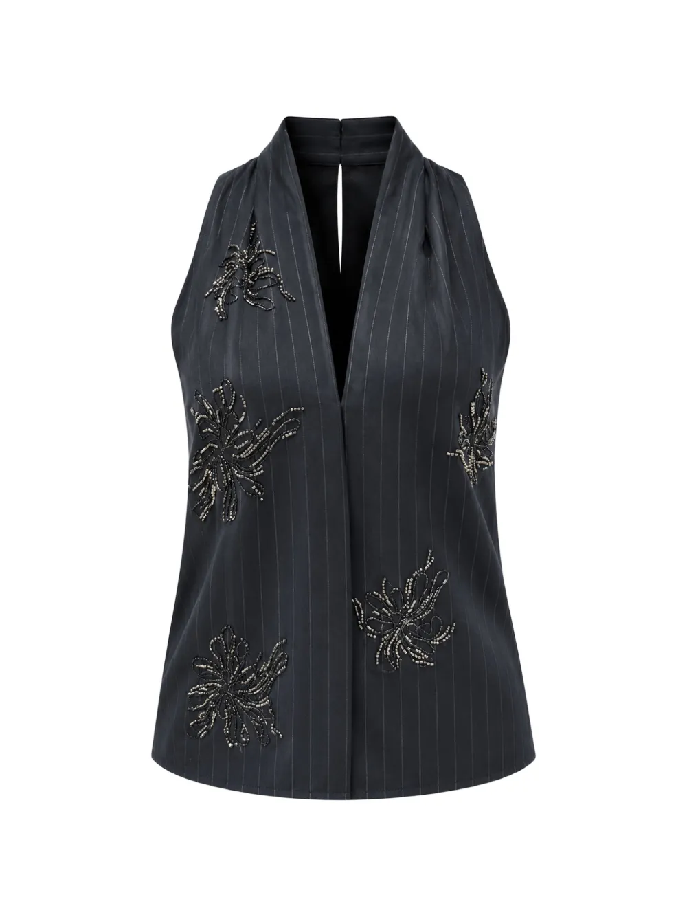 LIU JO bead-embellished pinstriped top - Grigio