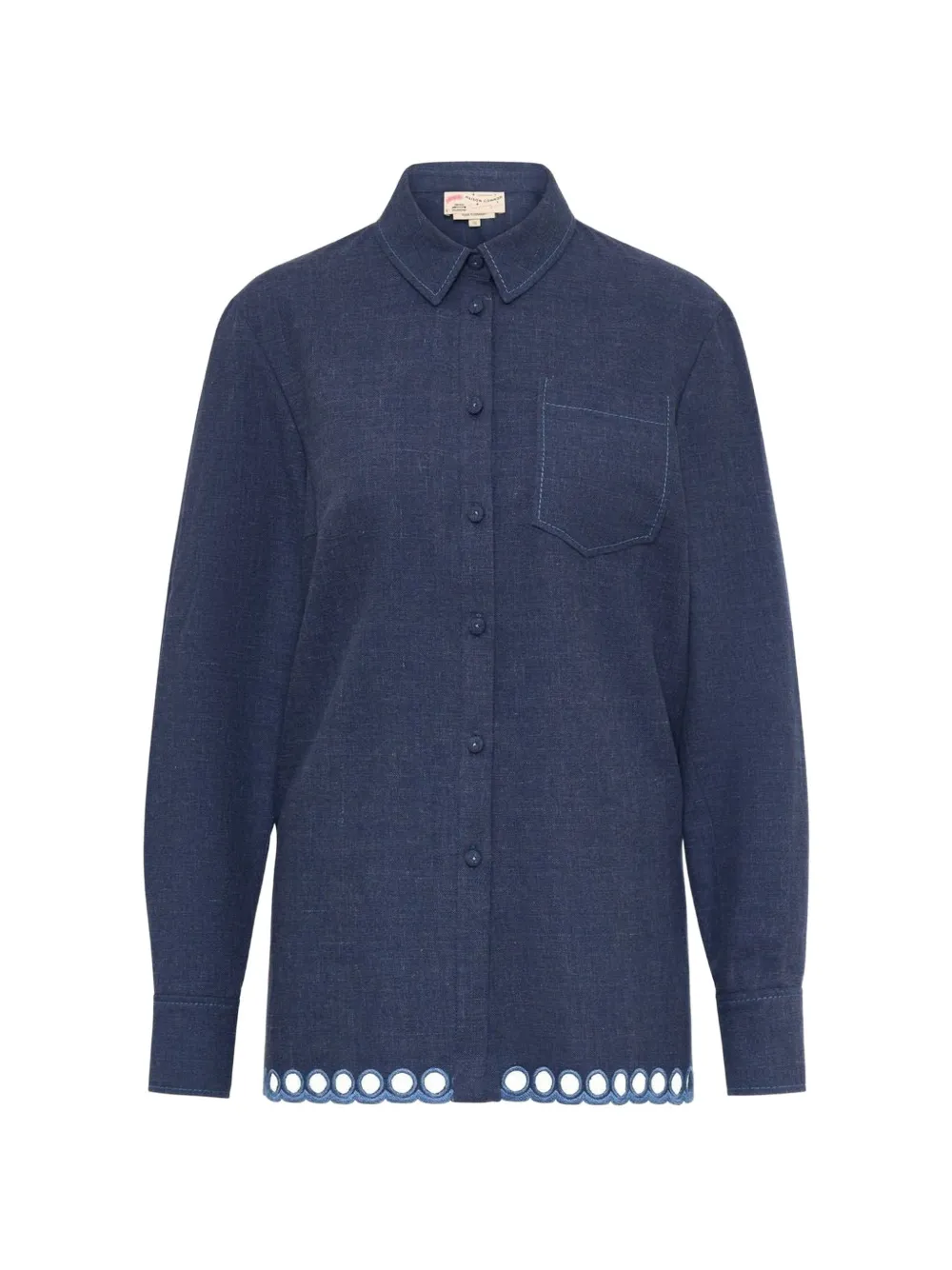 MAISON COMMON cutout-detail embroidered shirt - Blau