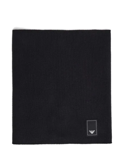 Emporio Armani logo-patch knitted scarf