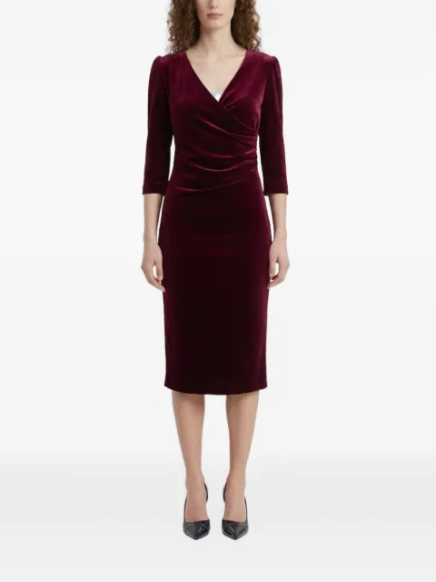 SUTTON NEW YORK velvet wrap-style midi dress