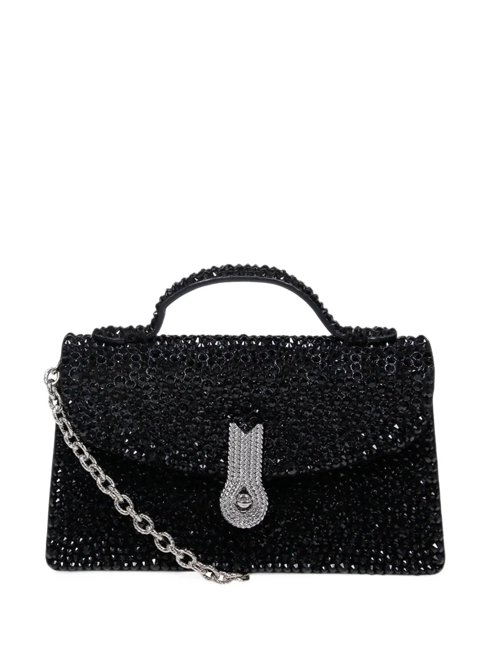 amato daniele Mini crystal-embellished leather tote bag - Noir amato daniele Mini crystal-embellished leather tote bag - Noir