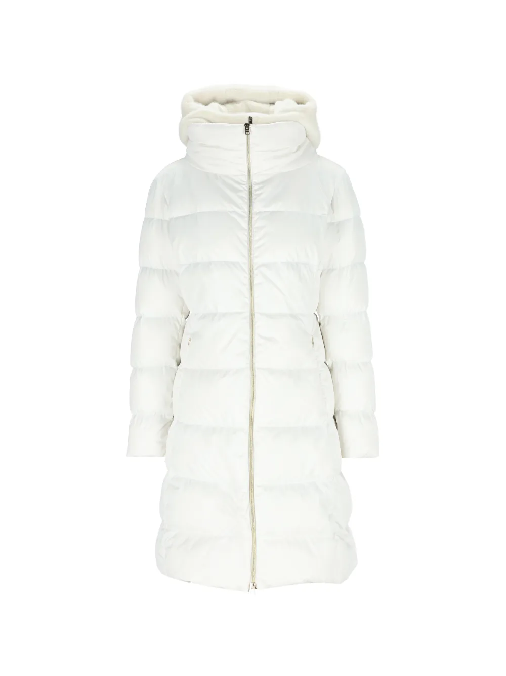 Herno quilted faux-fur-trim coat Wit