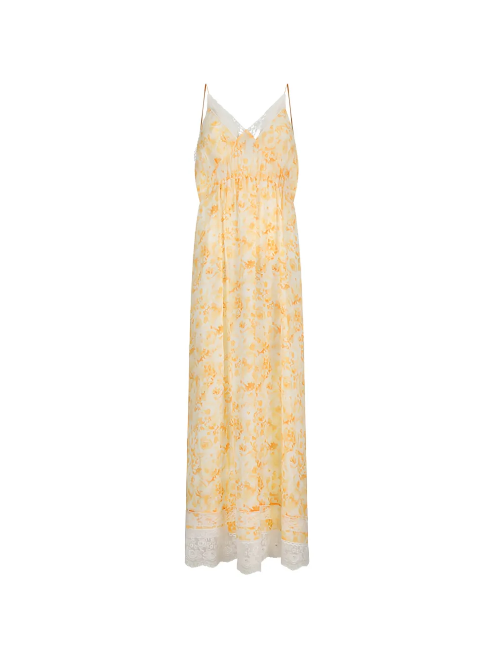 Magda Butrym lace-trim floral-print maxi dress Geel