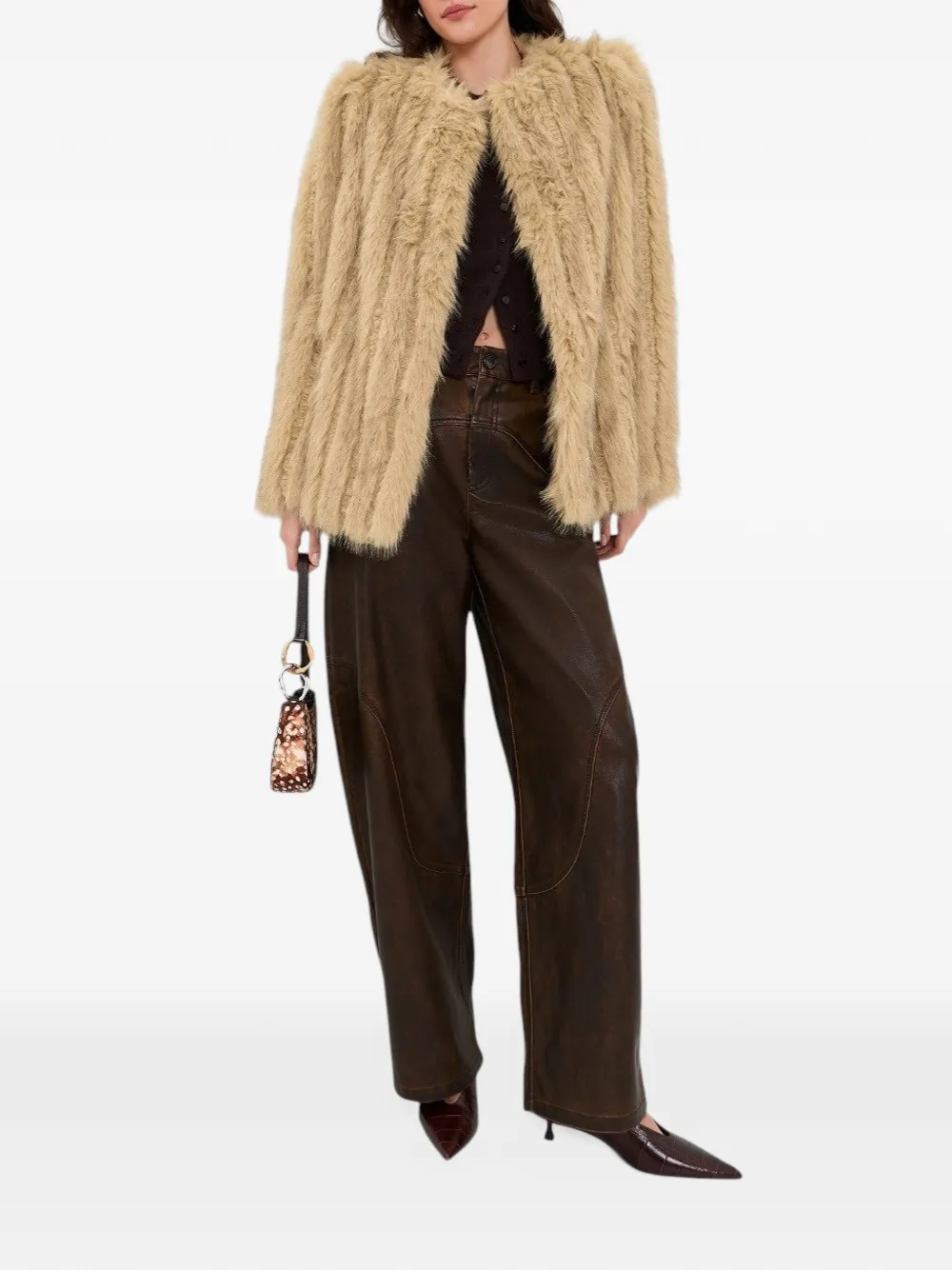 STAND STUDIO Sawyer faux-fur jacket Beige