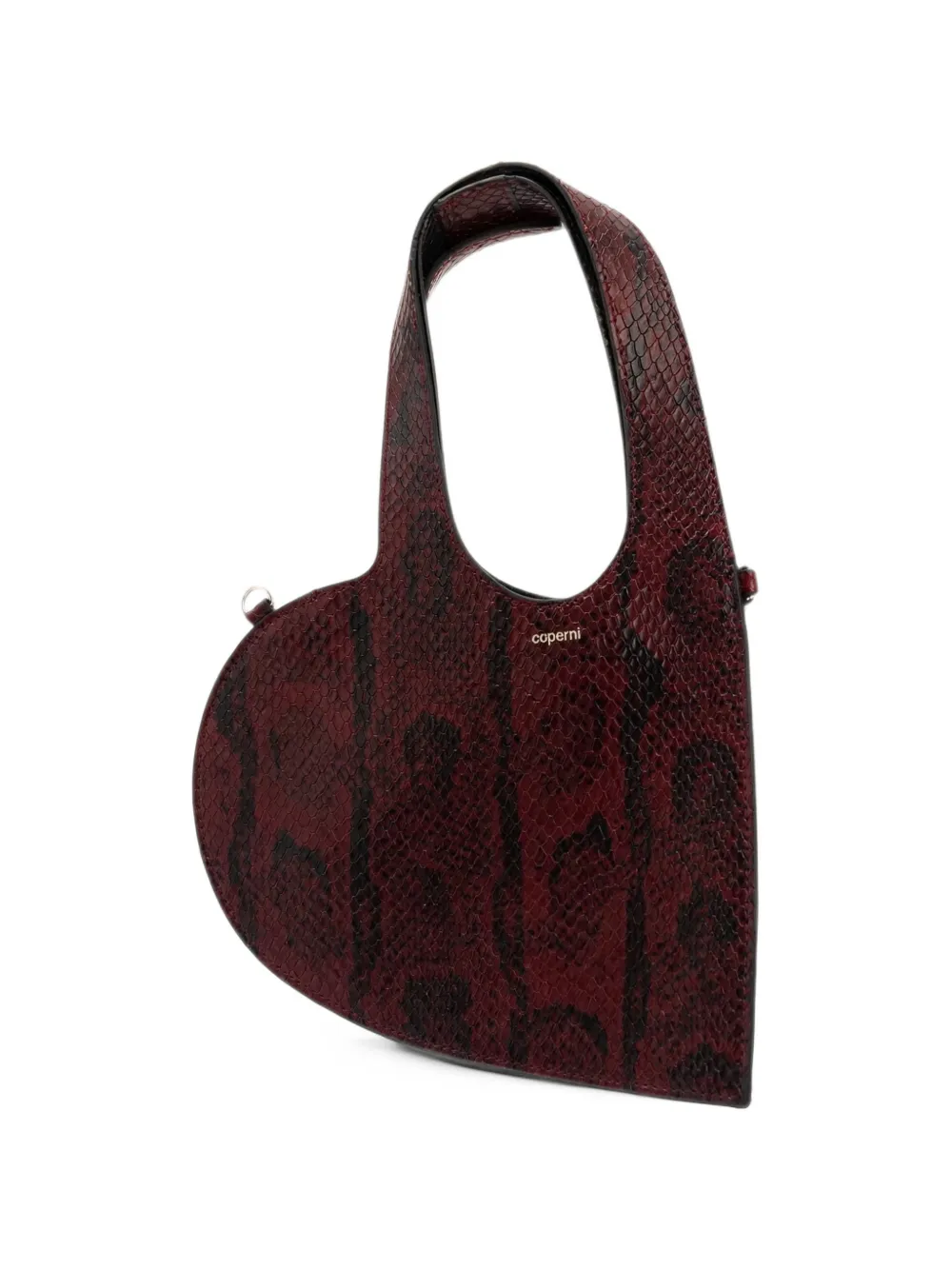 Coperni Heart snakeskin-effect leather shoulder bag Rood