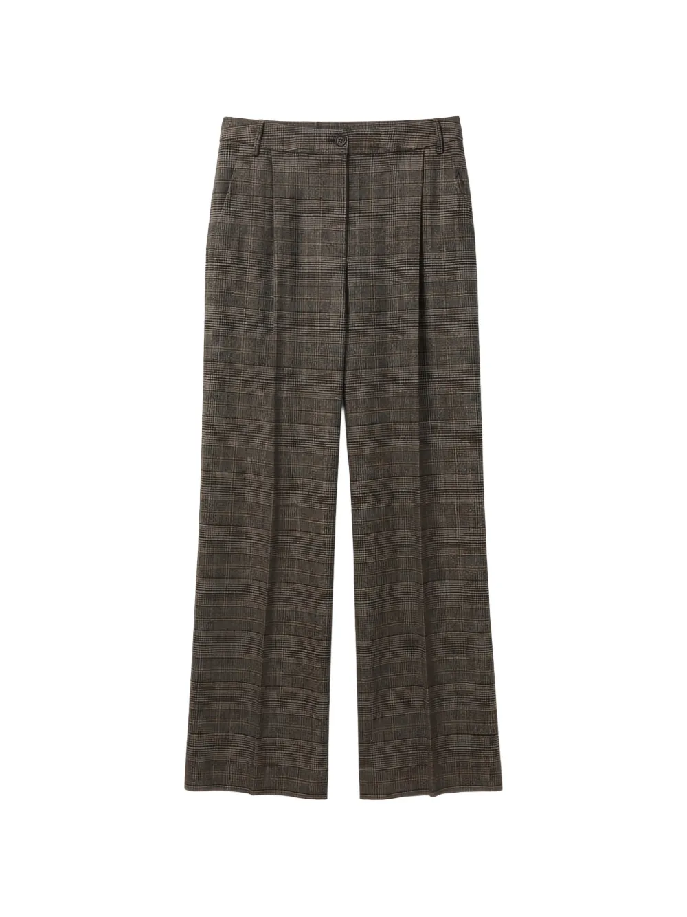Purotatto Prince of Wales check pleated trousers Bruin