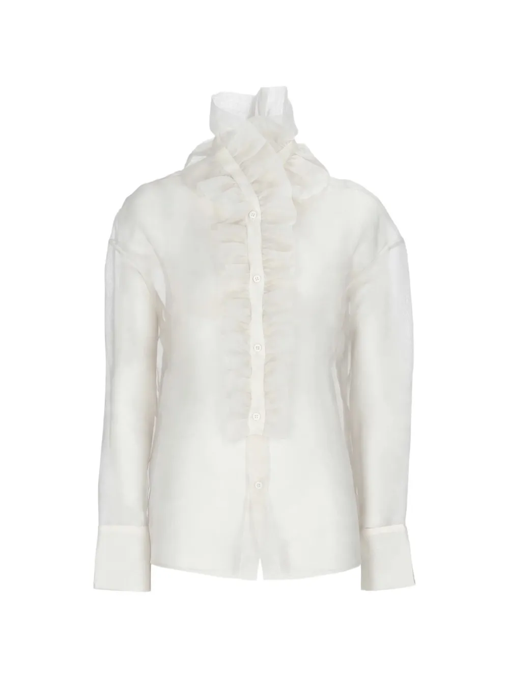D.Exterior ruffled silk shirt Wit
