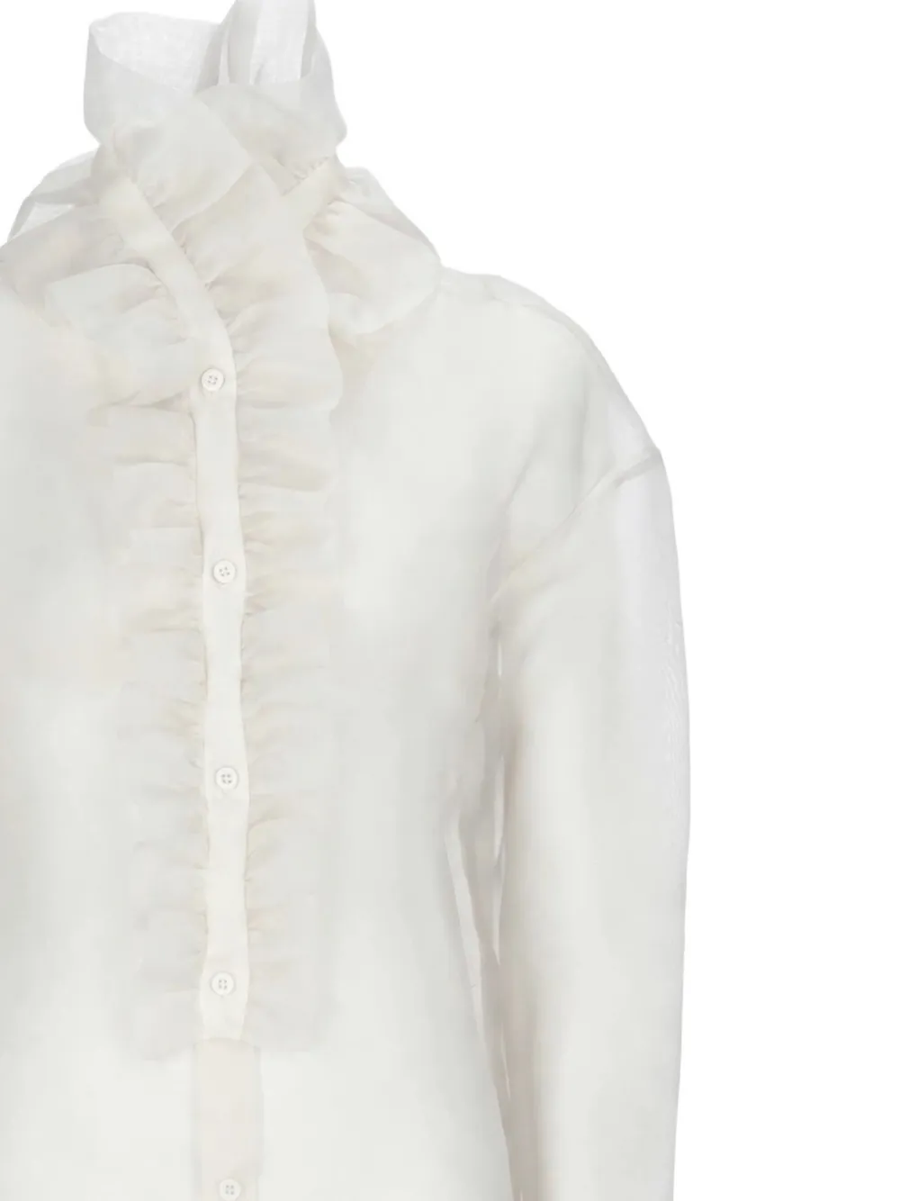 D.Exterior ruffled silk shirt Wit