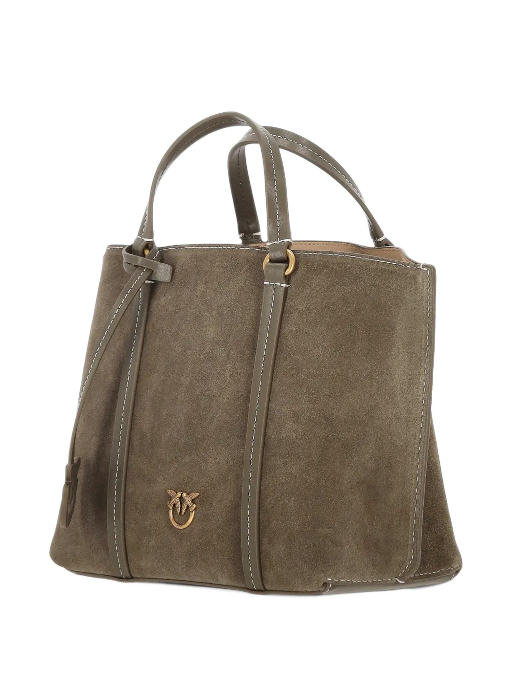 PINKO Love Birds suede tote bag Bruin