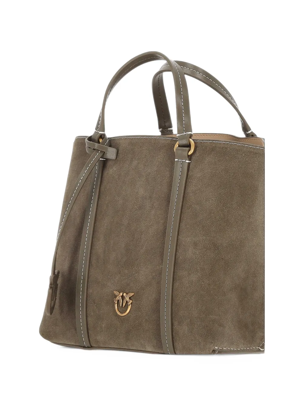 PINKO Love Birds suede tote bag Bruin