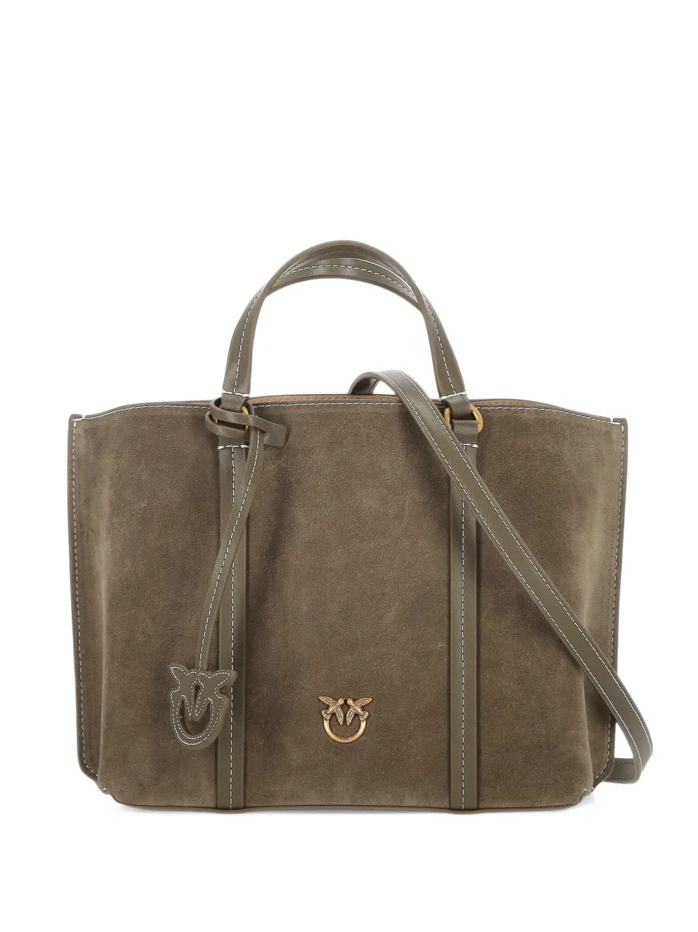 PINKO Love Birds suede tote bag - Braun