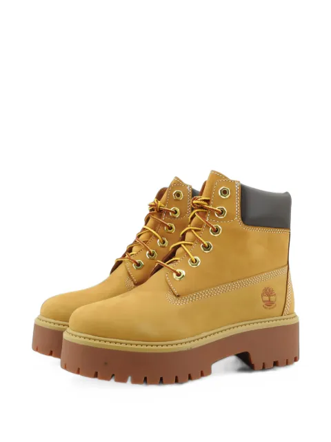 Timberland Kids logo-debossed lace-up boots