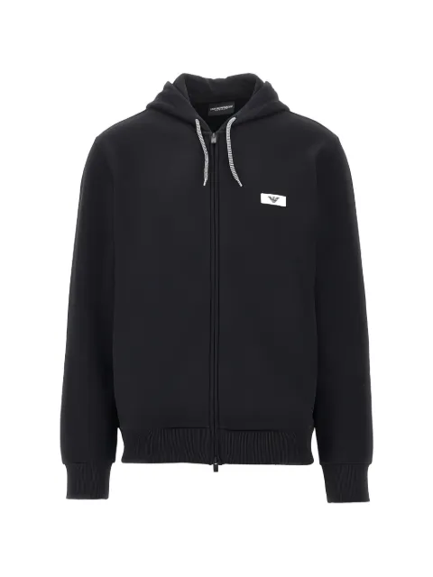 Ea7 Emporio Armani logo-patch zip-up hoodie