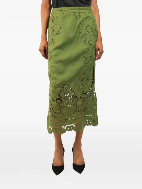 FARM Rio broderie-anglaise midi skirt