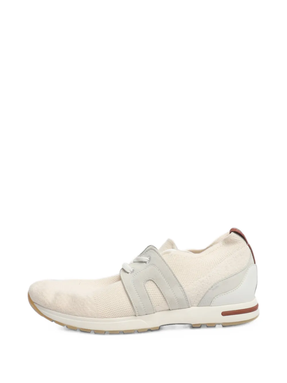 Loro Piana Pre-Owned knit suede-detail sneakers - Nude