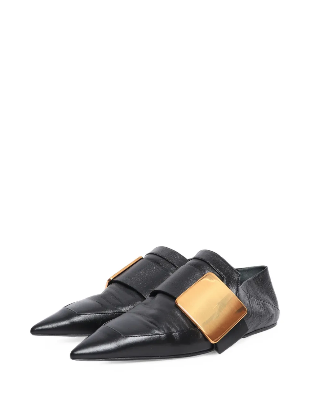 Jil Sander Pre-Owned buckle pointed-toe flat pumps - Schwarz