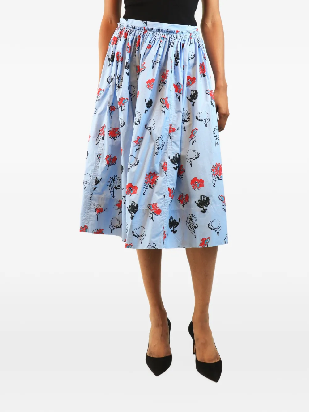Marni Pre-Owned floral-print midi skirt - Blau