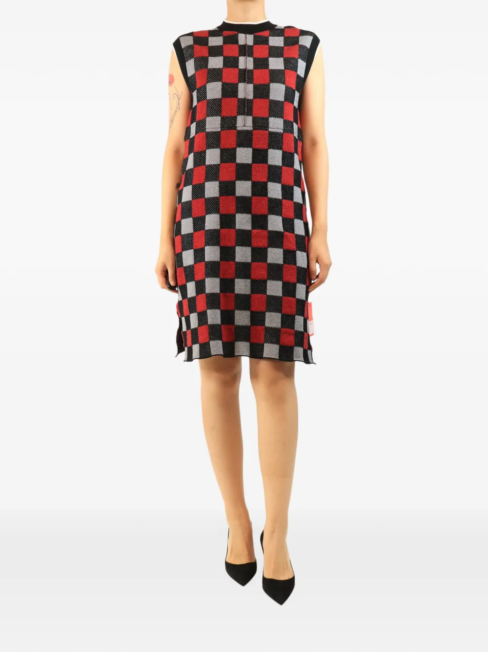Marni Pre-Owned check knit sleeveless mini dress - Rosso