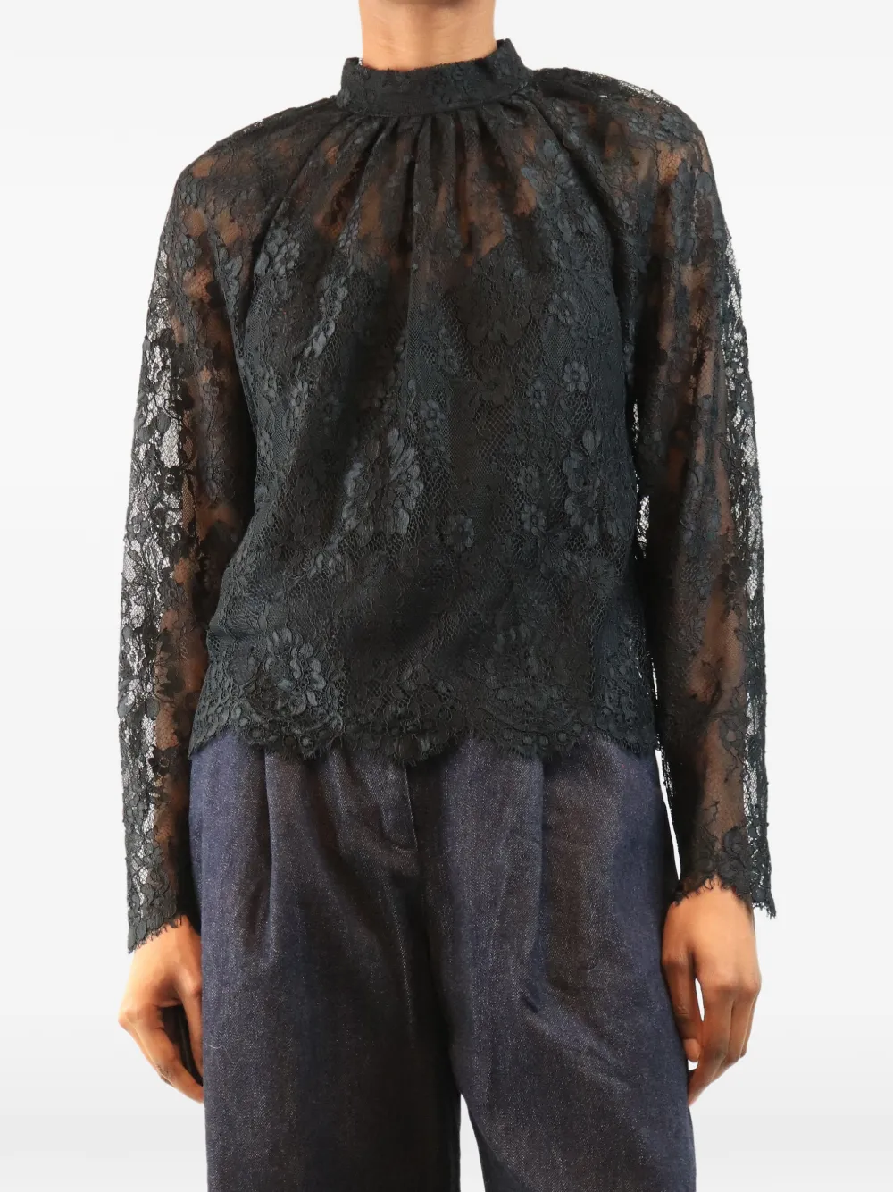 Self-Portrait floral-lace blouse - Schwarz
