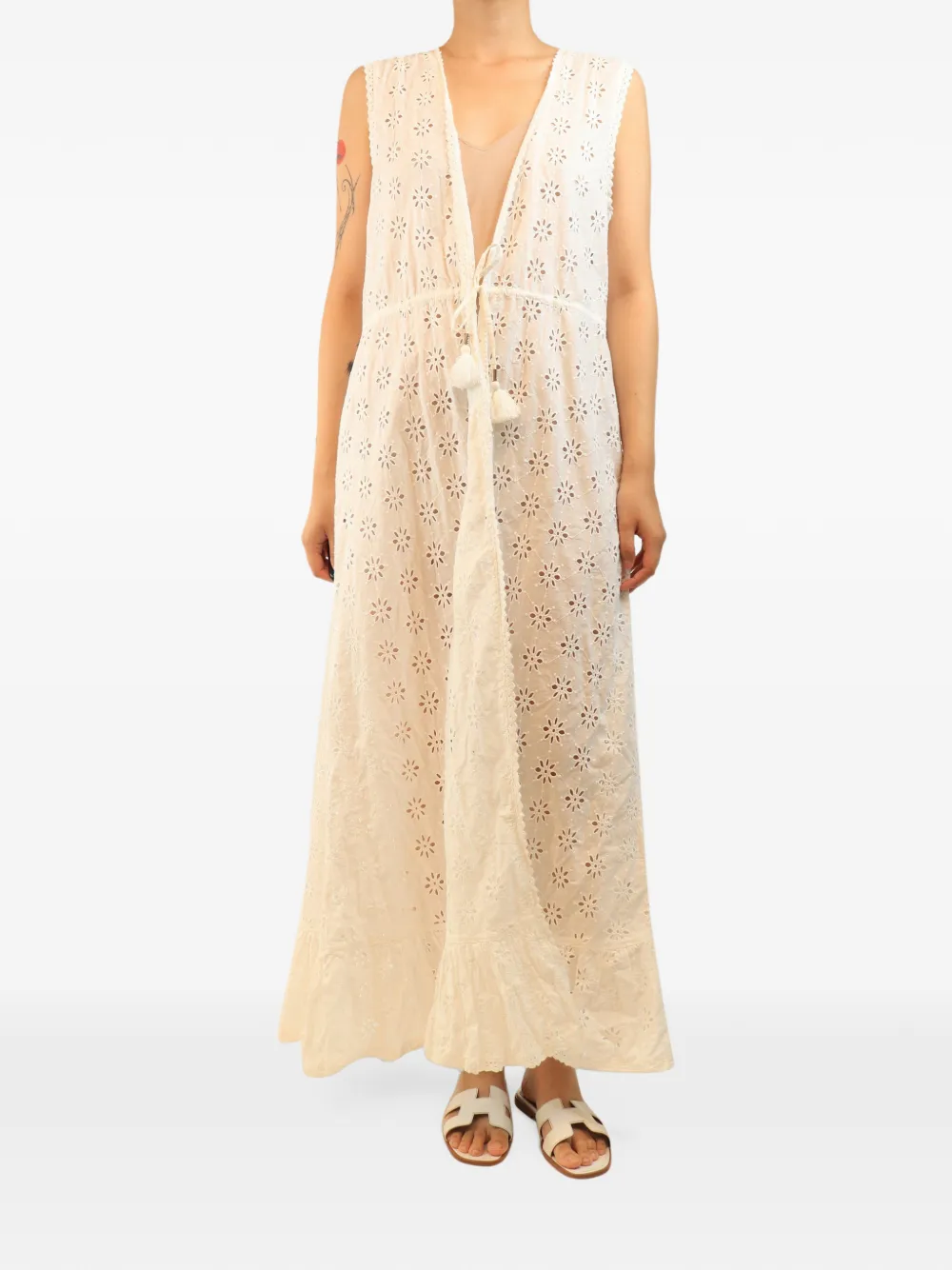Melissa Odabash sleeveless broderie maxi dress - Neutrals