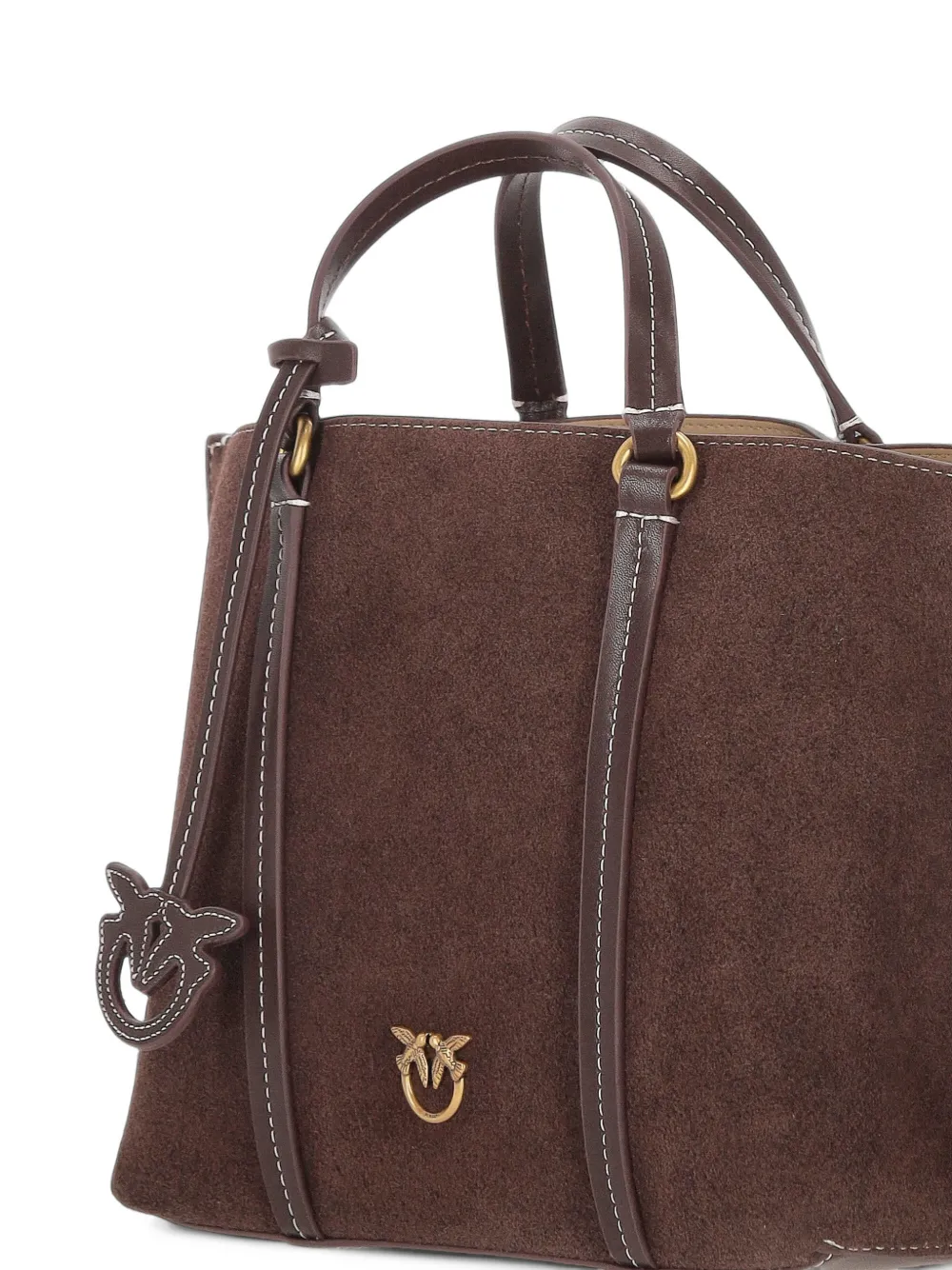 PINKO Love Birds contrast-stitch tote bag Bruin