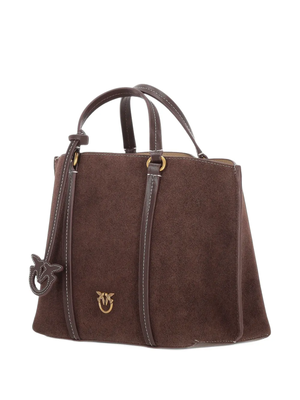 PINKO Love Birds contrast-stitch tote bag Bruin