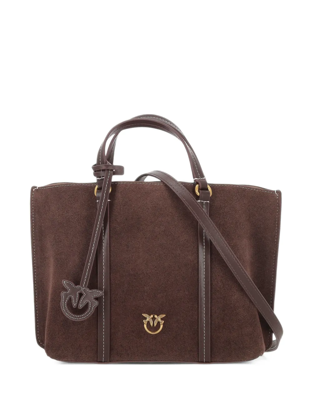 PINKO Love Birds contrast-stitch tote bag - Braun