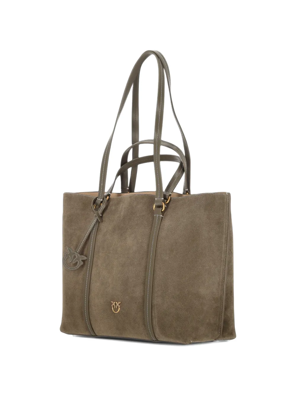PINKO Love Birds suede tote bag Bruin