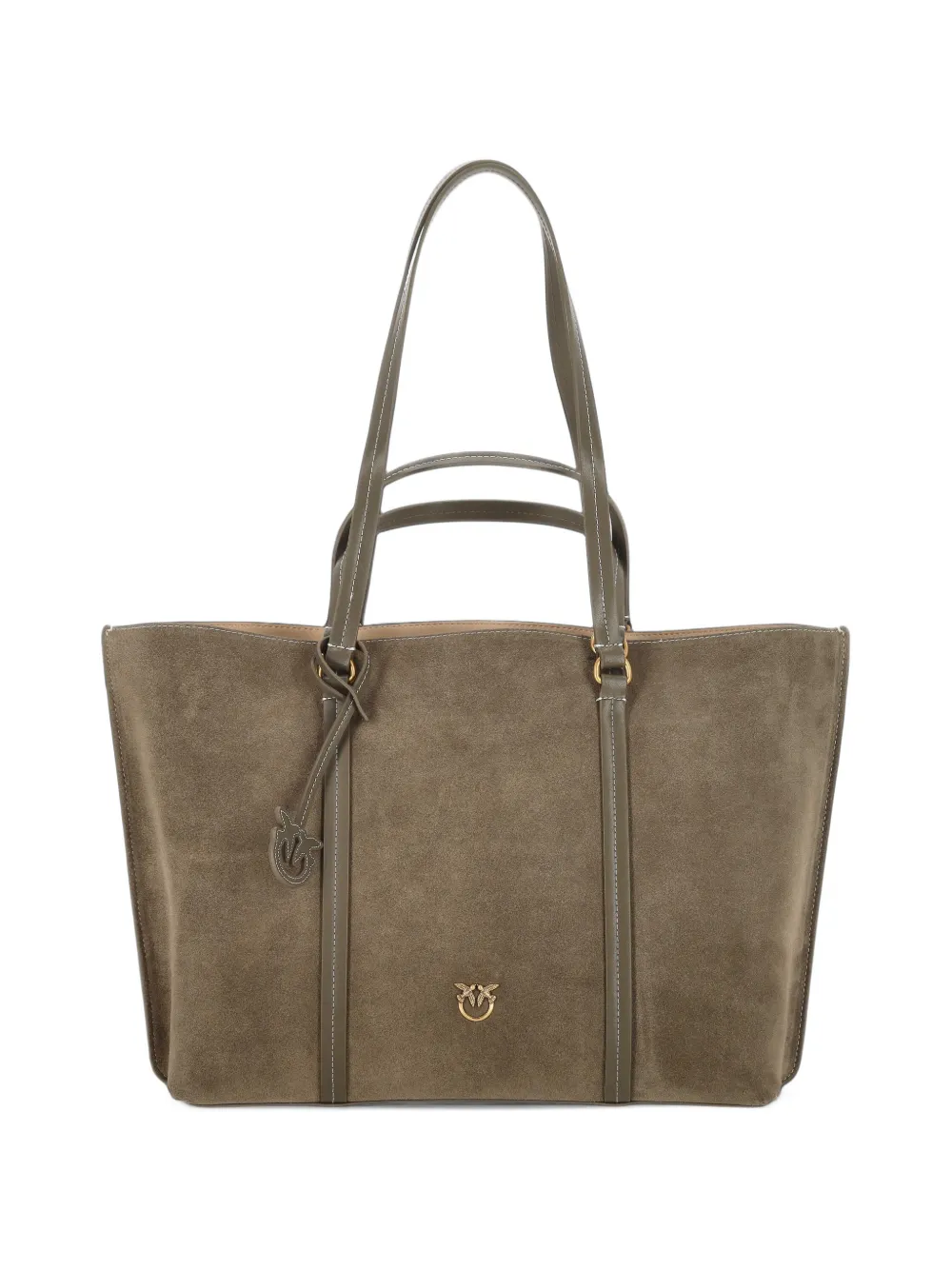 PINKO Love Birds suede tote bag Bruin