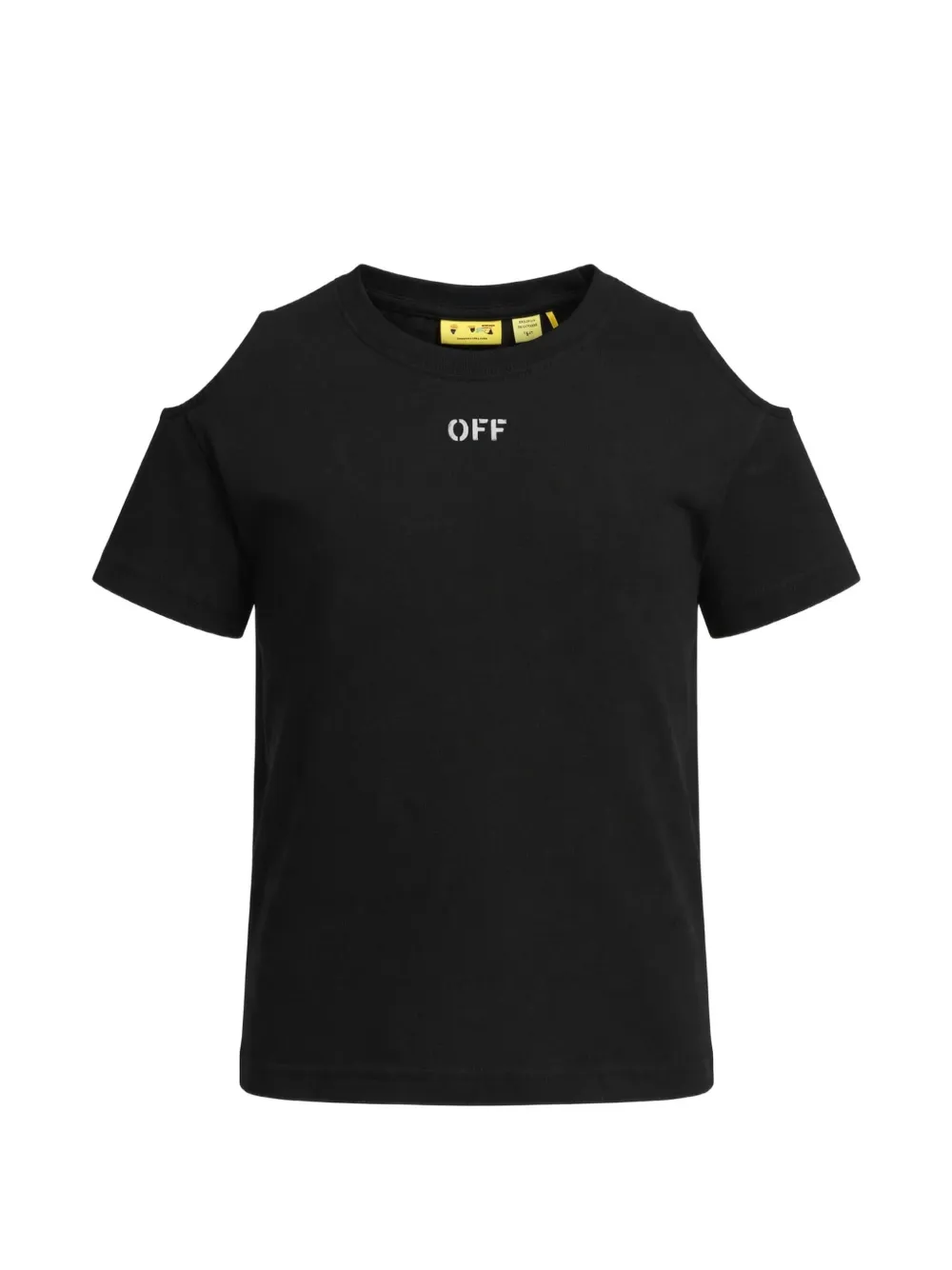 Off-White Kids logo-print cut-out T-shirt - Nero